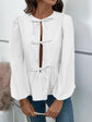 Ivy Lane Peplum Tied Long Sleeve Blouse.