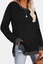 Round Neck Long Sleeve Slit T-Shirt.