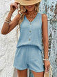 V-Neck Wide Strap Top and Shorts Set.