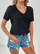 Ivy Lane Lace Detail V-Neck Short Sleeve T-Shirt.