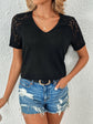 Ivy Lane Lace Detail V-Neck Short Sleeve T-Shirt.