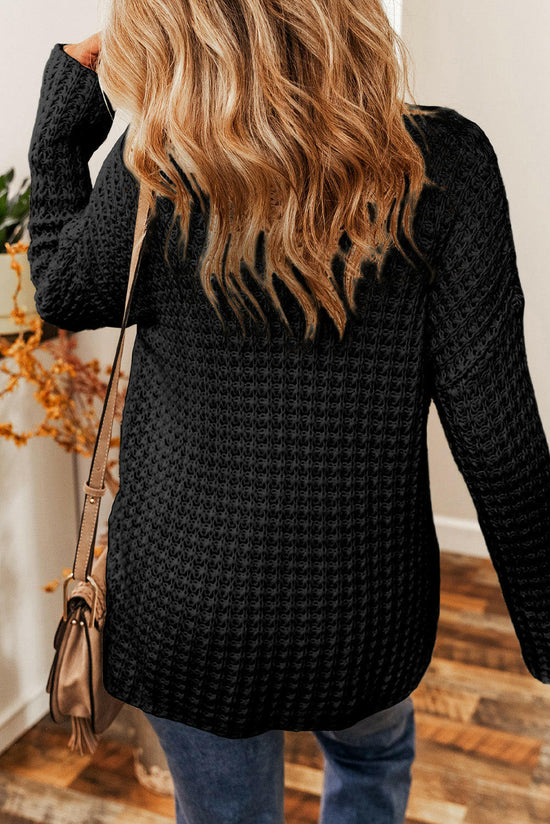 Openwork Round Neck Long Sleeve Sweater.