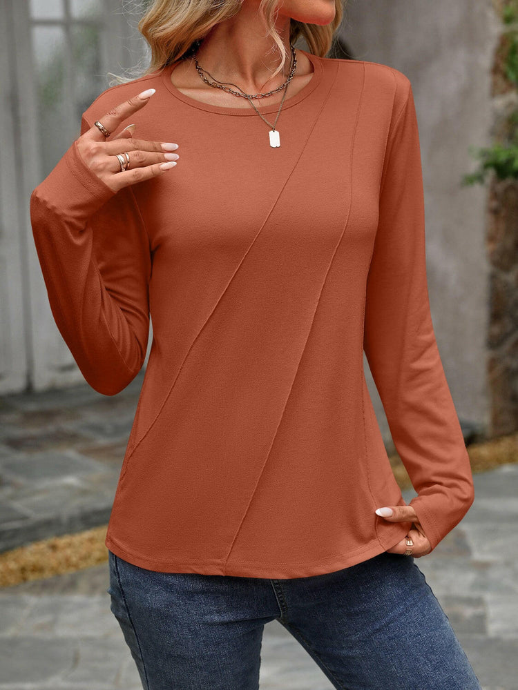 Round Neck Long Sleeve T-Shirt.