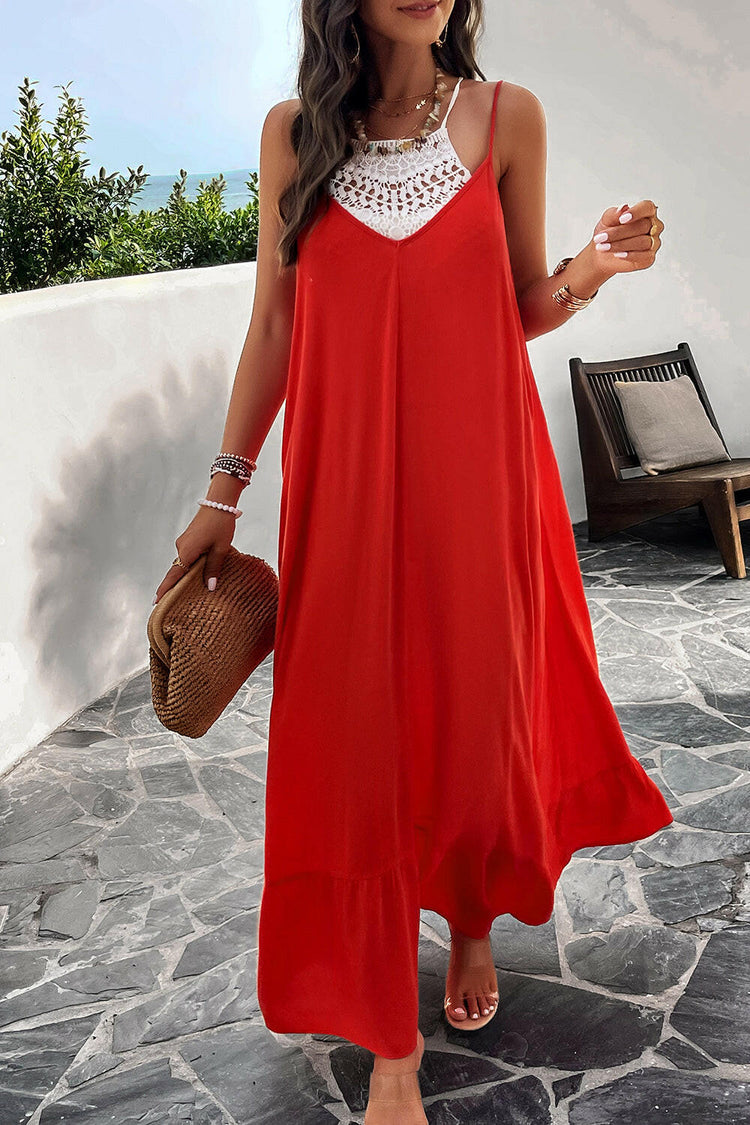 Devine Backless Maxi Cami Dress with Pockets.