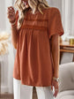 Lace Detail Round Neck Short Sleeve Blouse.