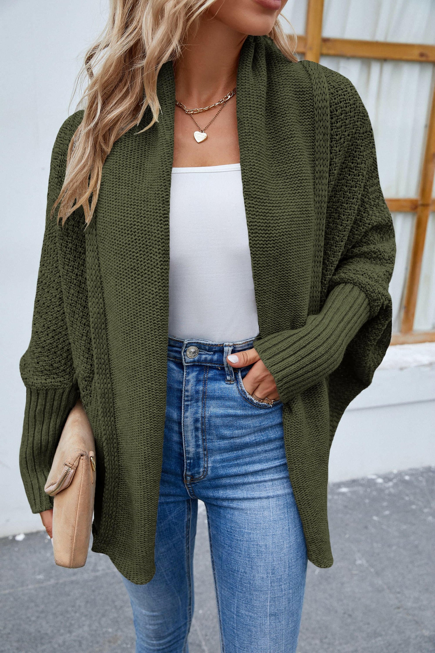 Open Front Long Sleeve Cardigan.