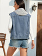 Pocketed Button Up Hooded Denim Jacket.