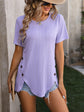 Mandy Decorative Button Round Neck Short Sleeve Blouse.