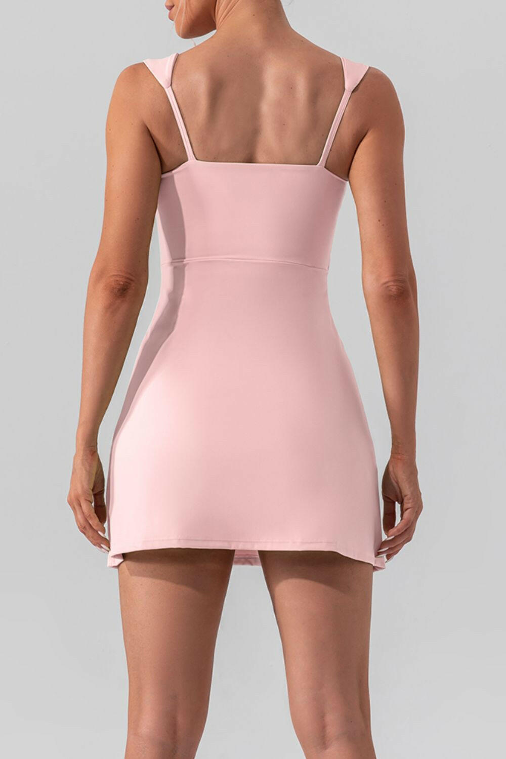 Square Neck Sleeveless Slit Mini Active Dress.