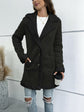 Contrast Button Up Lapel Collar Long Sleeve Coat.