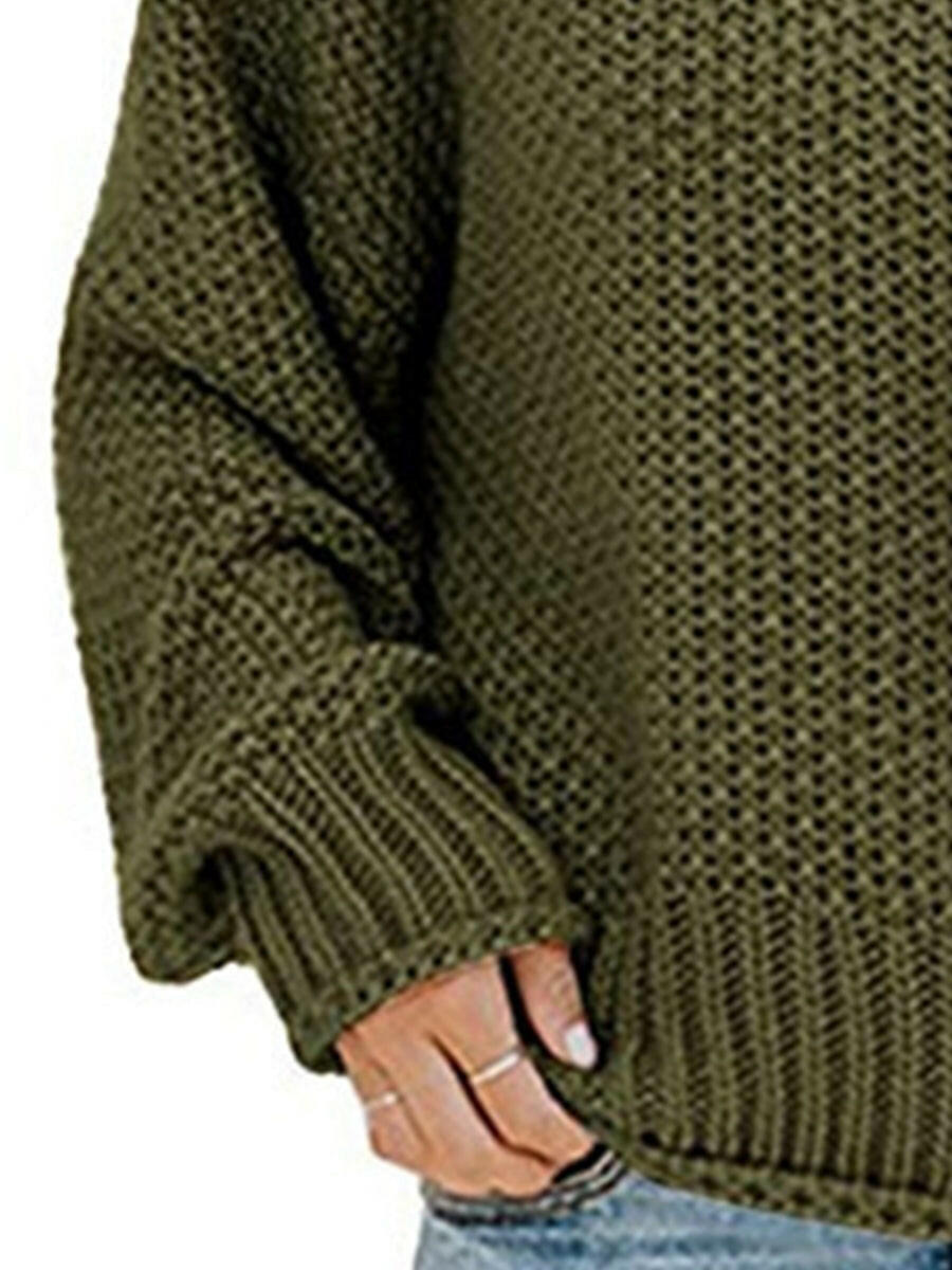 Turtleneck Dropped Shoulder Sweater.