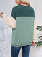 Lovelet Color Block Round Neck Long Sleeve Sweatshirt.