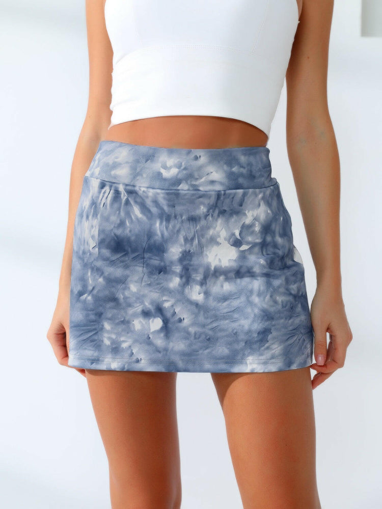 Quick-Dry Tie-Dye Wide Waistband Active Tennis Skirt.