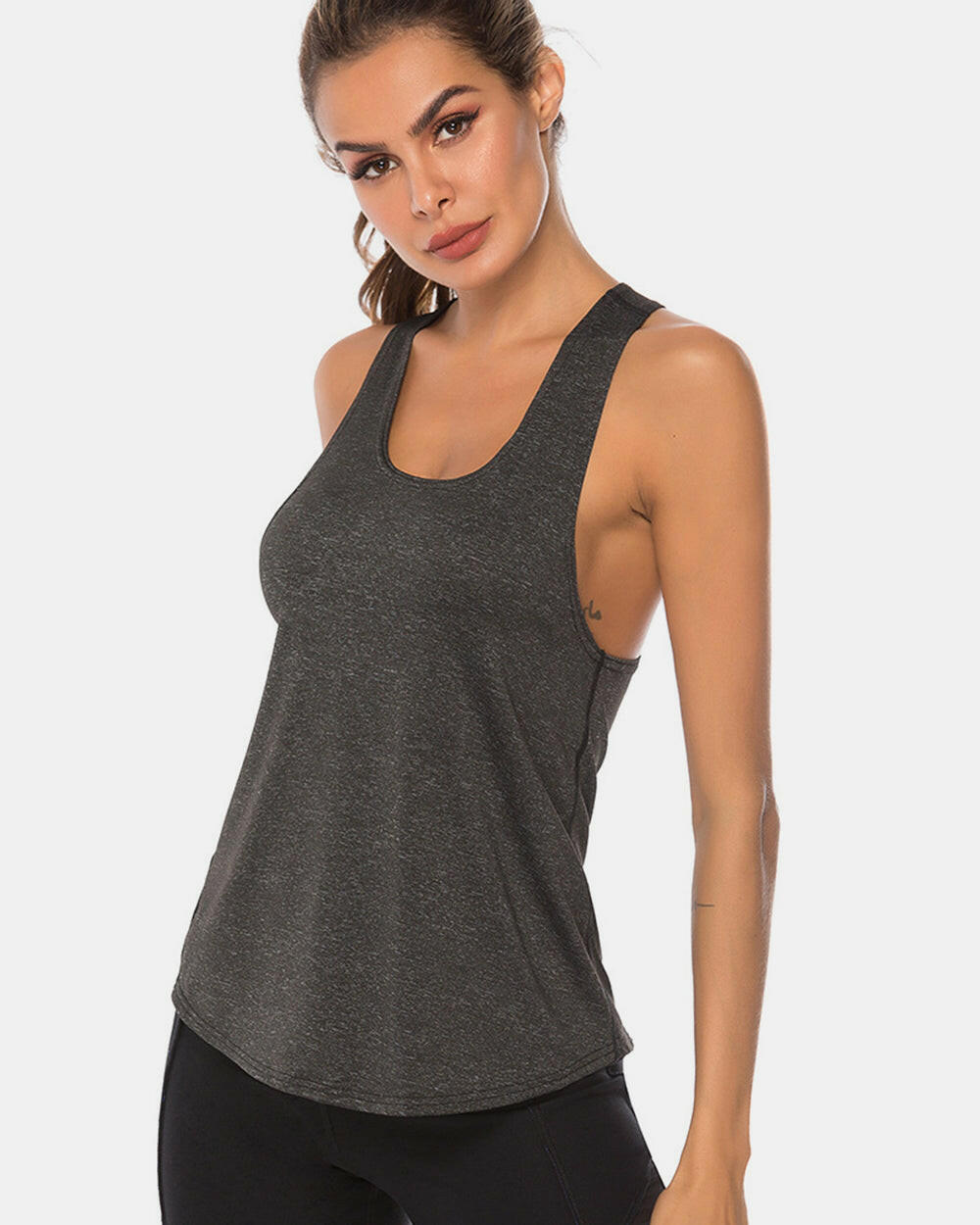 Full Size Scoop Neck Wide Strap Active Tank.