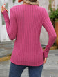 Decorative Button Round Neck Long Sleeve T-Shirt.