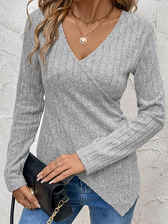 Perfee Surplice Long Sleeve Top.