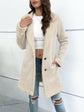 Contrast Button Up Lapel Collar Long Sleeve Coat.