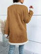 Contrast Button Up Lapel Collar Long Sleeve Coat.