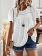 Lace Detail Round Neck Short Sleeve Blouse.