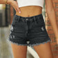 Raw Hem Distressed Denim Shorts.