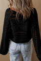 Cable-Knit Openwork Long Sleeve Sweater.