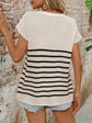 Mandy Striped Round Neck Short Sleeve Knit Top.