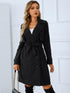 Lapel Collar Tie Belt Double-Breasted Trench Coat.