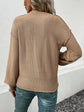 Perfee Exposed Seam Round Neck Sweater.