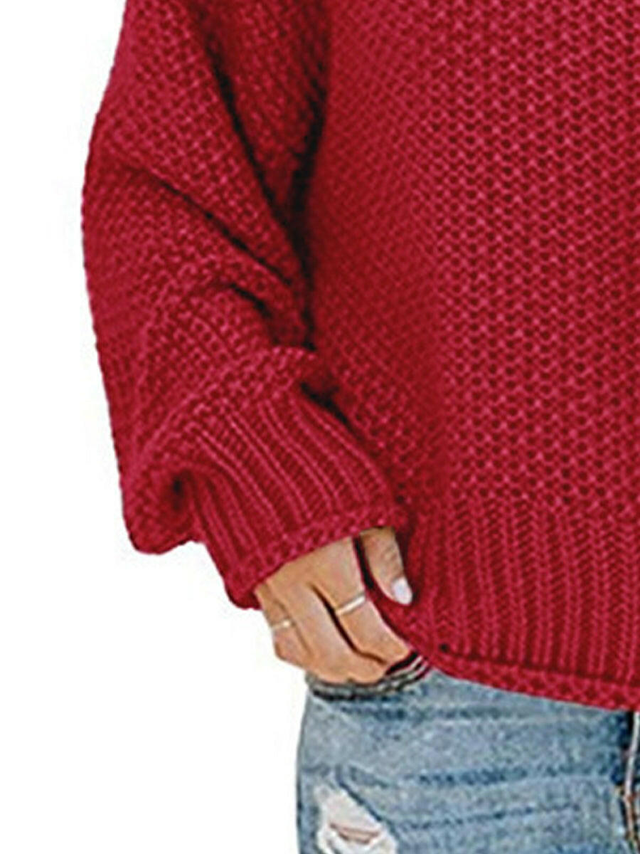 Turtleneck Dropped Shoulder Sweater.