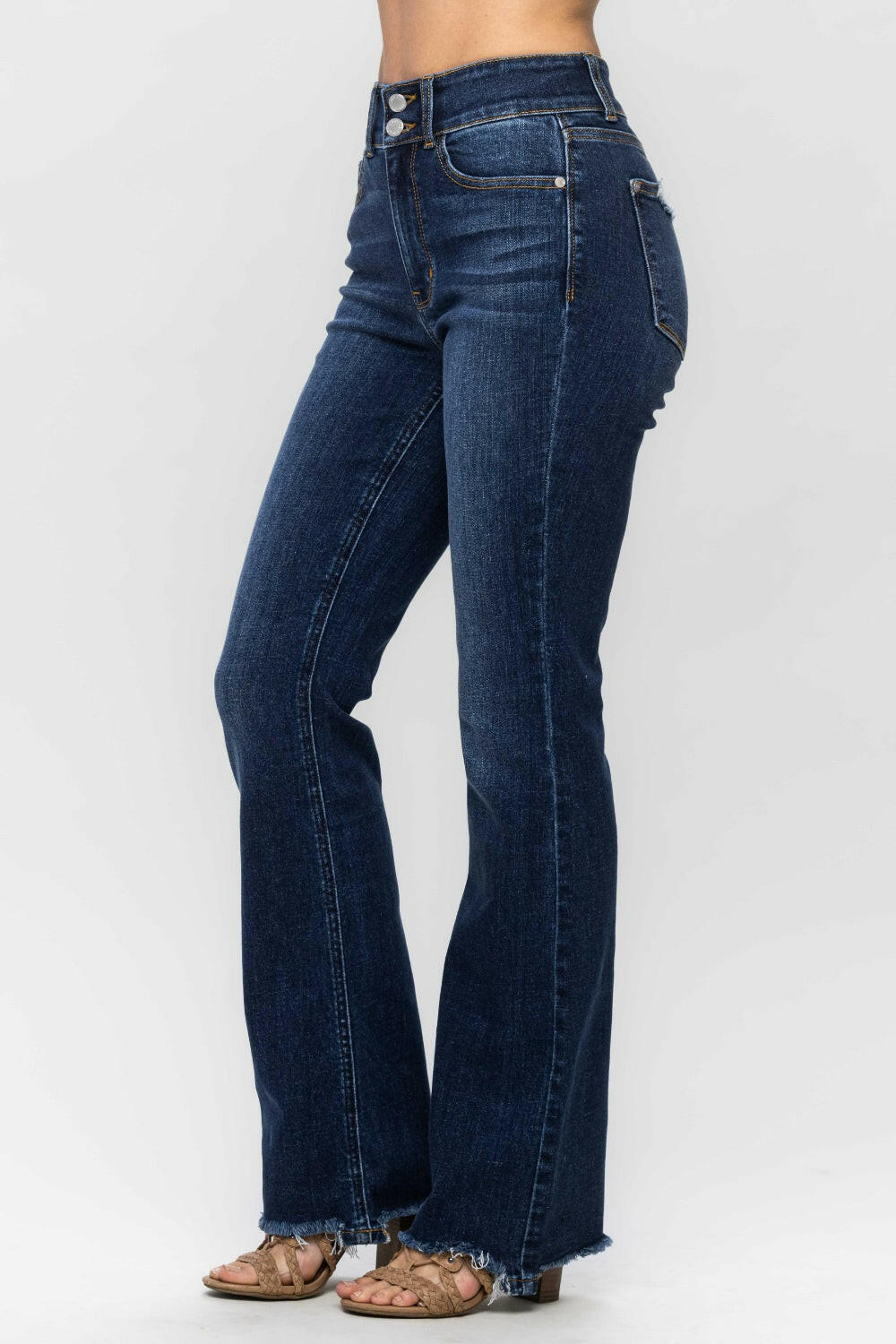 Judy Blue Frayed Hem Bootcut Jeans.