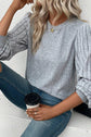 Ribbed Round Neck Long Sleeve Knit Top.