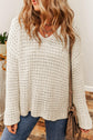 Openwork Round Neck Long Sleeve Sweater.