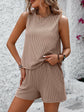 Mandy Round Neck Sleeveless Top and Shorts Set.