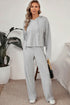 Ribbed Drawstring Hoodie and Pants Lounge Set.