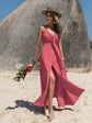 V-Neck Sleeveless Buttoned Dress.