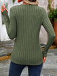 Decorative Button Round Neck Long Sleeve T-Shirt.