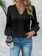 V-Neck Lace Detail Flounce Sleeve Blouse.