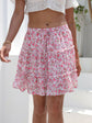 Printed Elastic Waist Mini Skirt.