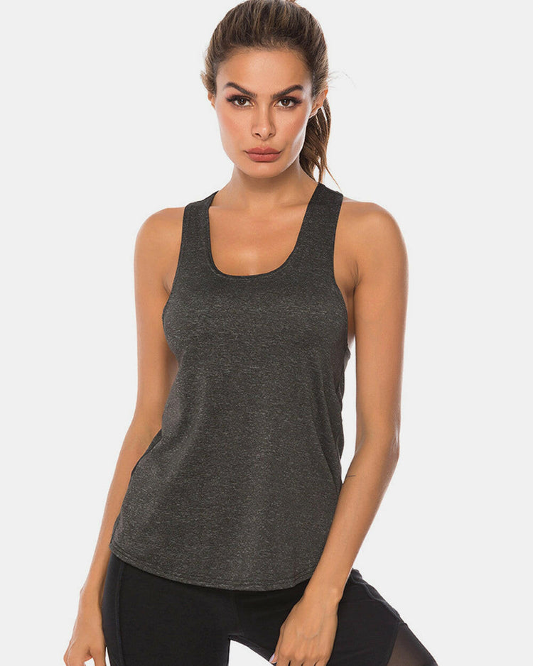 Full Size Scoop Neck Wide Strap Active Tank.