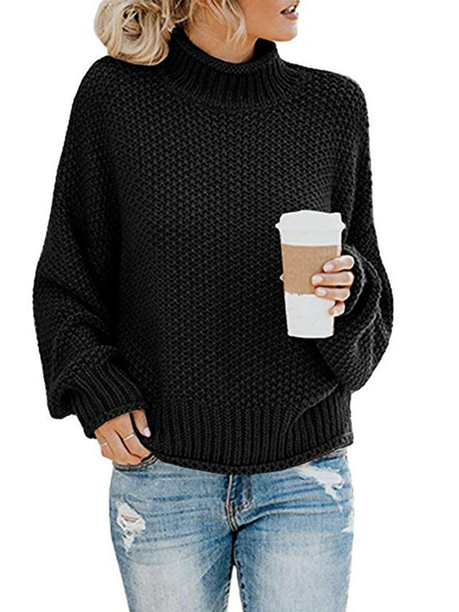 Turtleneck Dropped Shoulder Sweater.