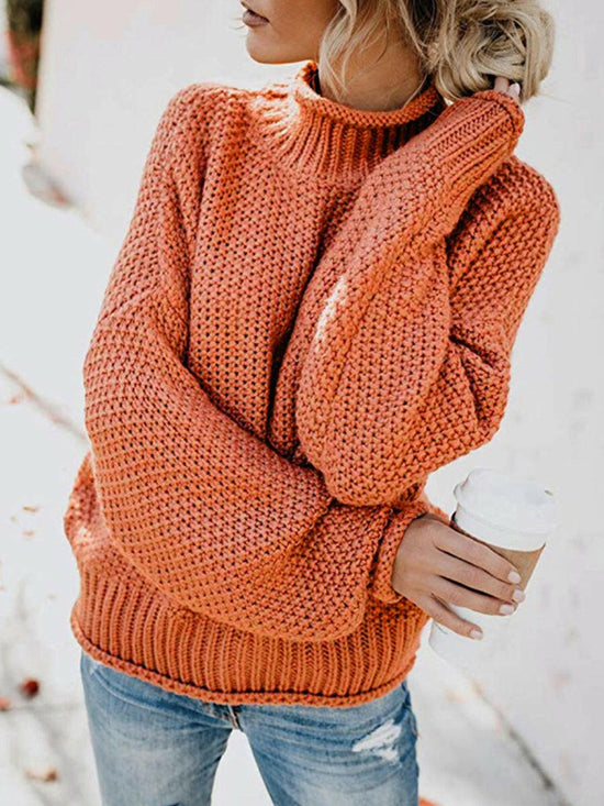 Turtleneck Dropped Shoulder Sweater.