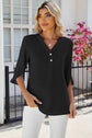 Notched Half Button T-Shirt.