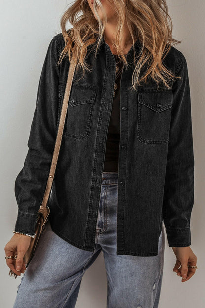 Button Up Long Sleeve Denim Jacket.