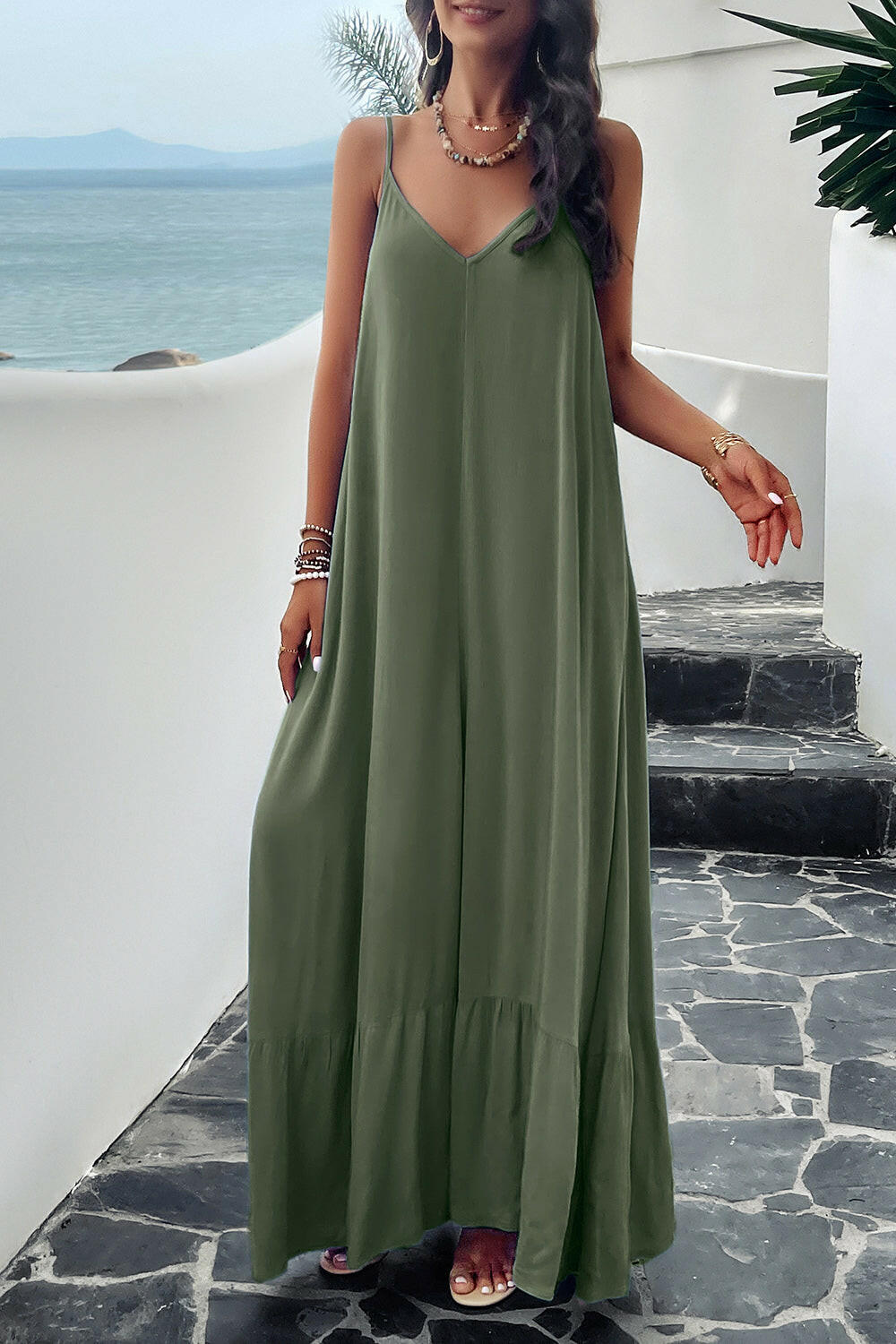 Devine Backless Maxi Cami Dress with Pockets.