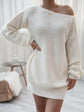 Balloon Sleeve Boat Neck Sweater Mini Dress.