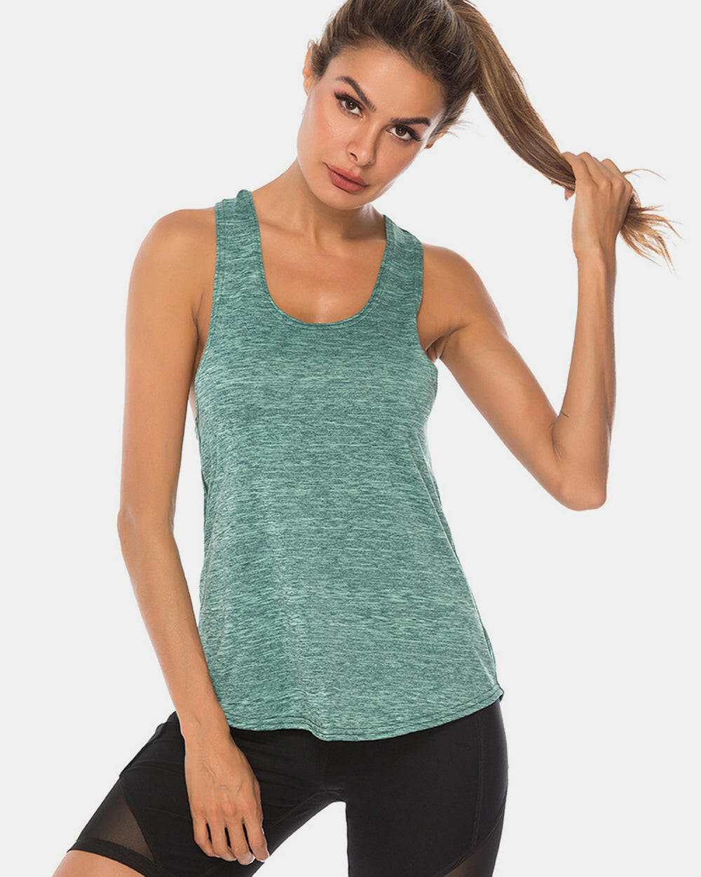 Full Size Scoop Neck Wide Strap Active Tank.