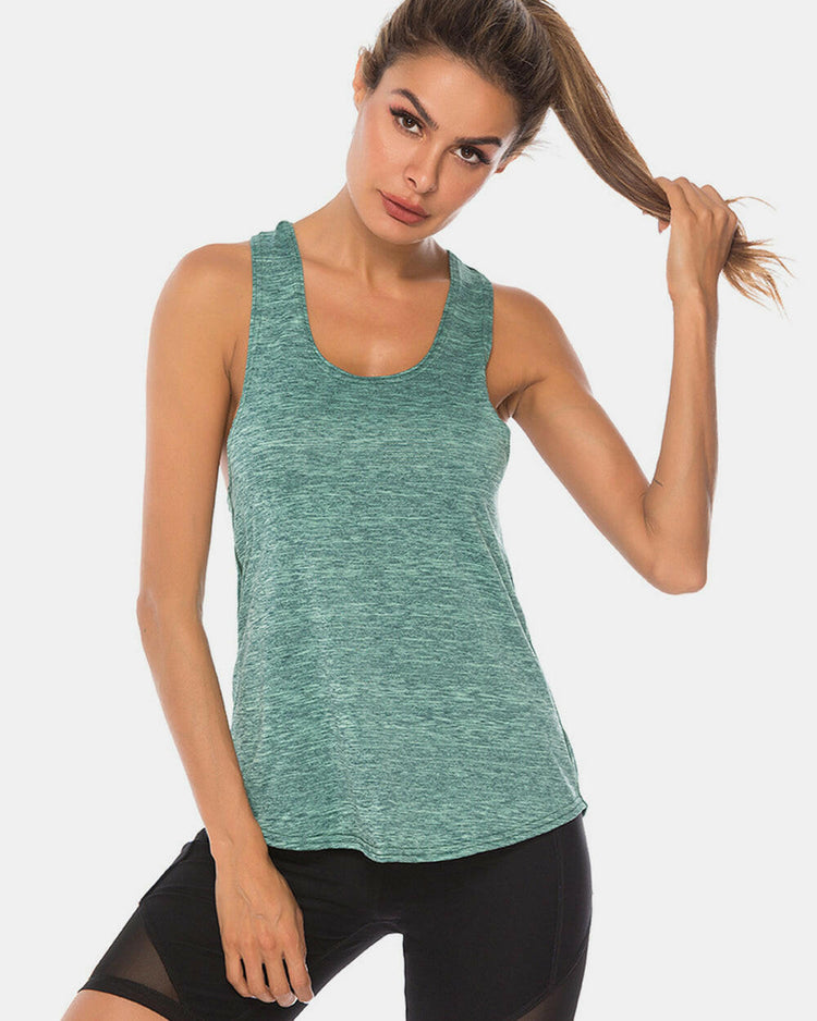 Full Size Scoop Neck Wide Strap Active Tank.