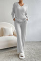 Ribbed V-Neck Top and Pants Lounge Set.