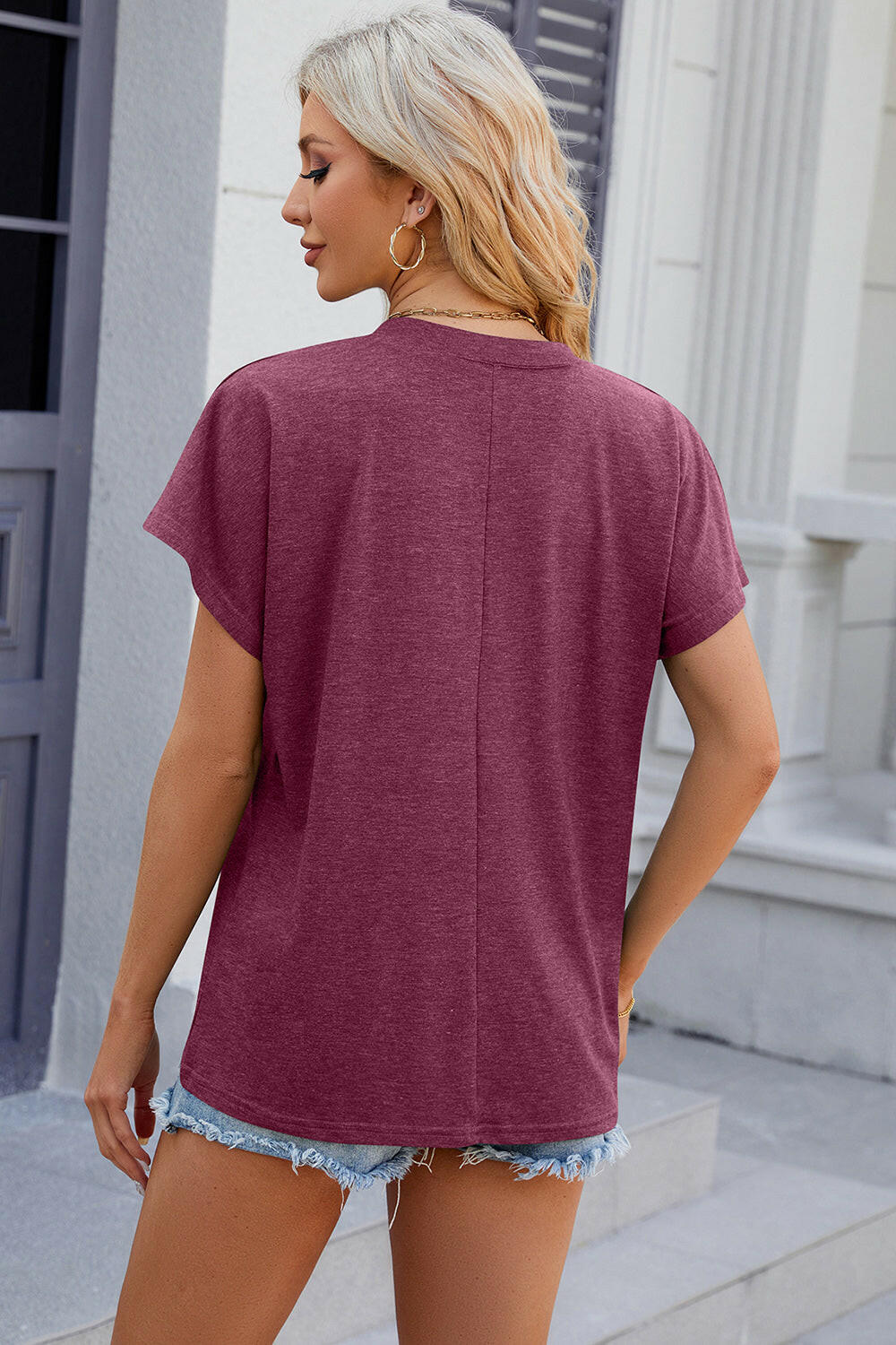 V-Neck Short Sleeve T-Shirt.