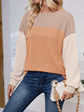 Lovelet Color Block Round Neck Long Sleeve Sweatshirt.